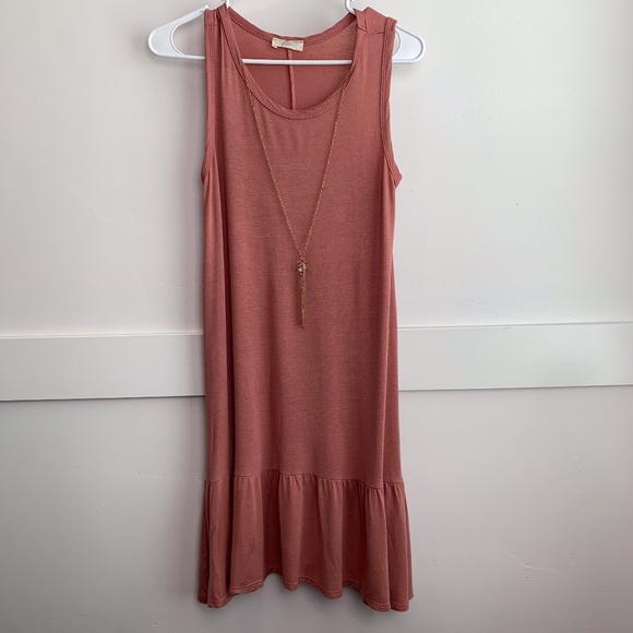 Pinc Dresses & Skirts - Pinc Dusty Rose Sleeveless Drop Waist Mini Dress